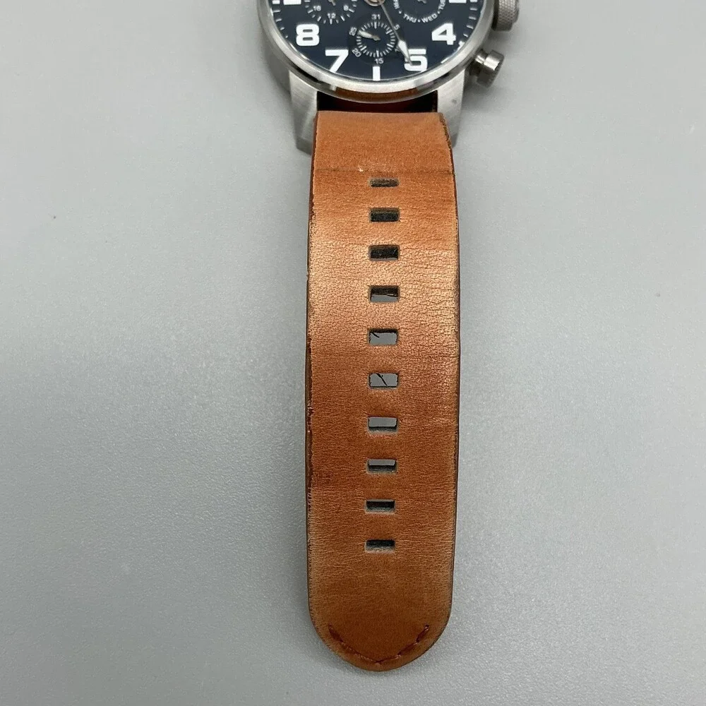 Relic by Fossil Benjamin Men Watch 44mm Blue Dial Leather Multi Dial New Battery